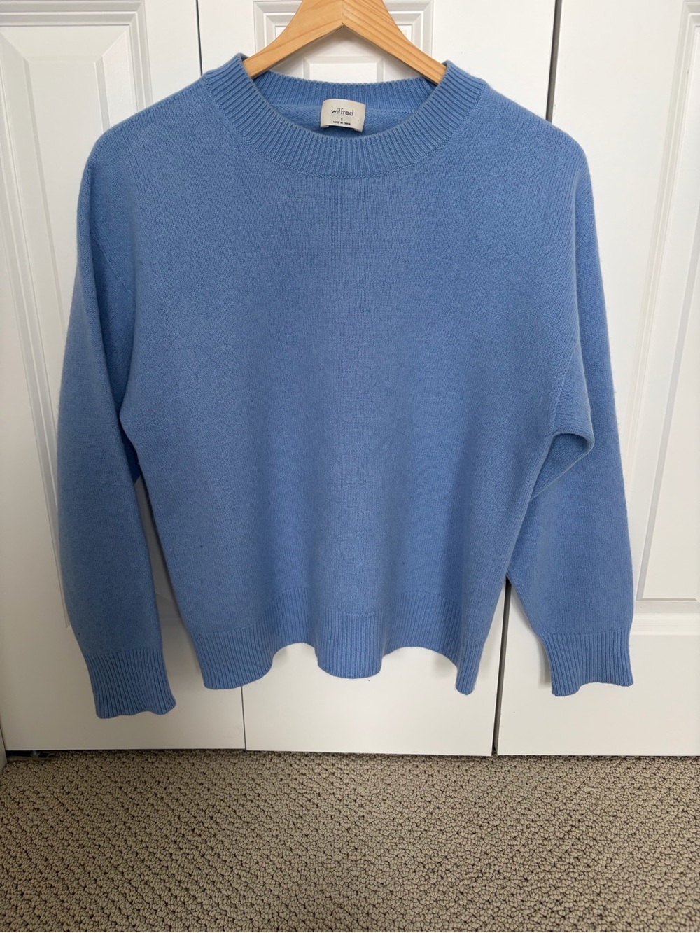 Wilfred Wool and Cashmere Blend Periwinkle Blue Sweater Sz S Aritzia